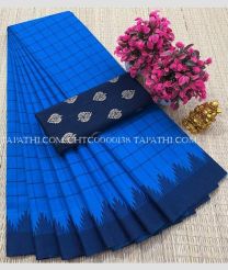 azure blue colour chettinad cotton sarees with All over Checks design - CHTC0000138