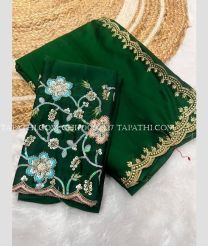 Pine Green chiffon sarees with All over Embroidary design - CHIF0002327