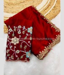 Red chiffon sarees with All over Embroidary design - CHIF0002330