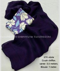 Plum Purple and Purple chiffon sarees with Plain design - CHIF0002346