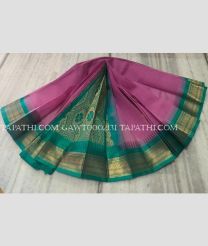 Deep Pink and Medium Teal gadwal cotton sarees with All over Buttas design - GAWT0002131
