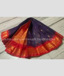 Plum Purple and Red gadwal cotton sarees with All over Buttas design - GAWT0002135