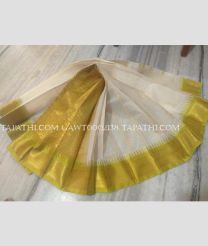 Half White and Acid Green gadwal cotton sarees with All over Buttas design - GAWT0002138