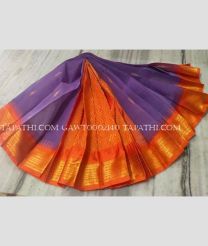 Purple and Orange gadwal cotton sarees with All over Buttas design - GAWT0002140