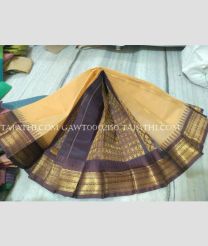 Cream and Charcoal Black gadwal cotton sarees with All over Buttas design - GAWT0002150