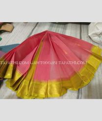 Coral Pink and Lite Parrot Green gadwal cotton sarees with All over Buttas design - GAWT0002151