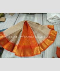 Lite Brown and Orange gadwal cotton sarees with All over Buttas design - GAWT0002152