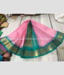 Rose Pink and Blue Turquoise gadwal cotton sarees with All over Buttas design - GAWT0002154