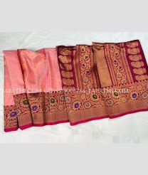 Baby Pink and Magenta gadwal pattu sarees with All over Brocade design - GDWP0005784