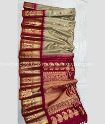 Brass and Burgundy gadwal pattu sarees with kanchi Kuttu border design - GDWP0005844