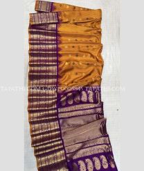 Orange and Purple gadwal pattu sarees with kanchi Kuttu border design - GDWP0005845