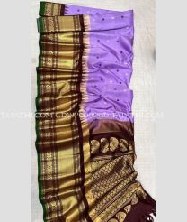 Lavender and Chocolate gadwal pattu sarees with kanchi Kuttu border design - GDWP0005850