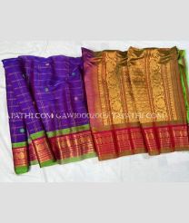 Purple and Crimson gadwal sico sarees with All over Checks and Buttas design - GAWI0002009