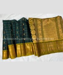 Pine Green and Mehendi Green gadwal sico sarees with All over Checks and Buttas design - GAWI0002016