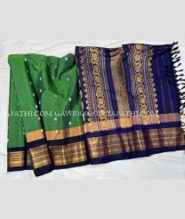 Green and Black gadwal sico sarees with All over Checks and Buttas design - GAWI0002017