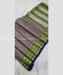 Grey and Lite Green gadwal sico sarees with All over Lines design - GAWI0001987