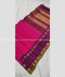 Pink and Magenta gadwal sico sarees with All over Lines design - GAWI0001989