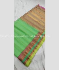 Lite Green and Brown gadwal sico sarees with All over Lines design - GAWI0001993