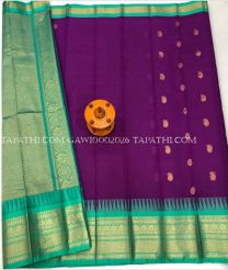 purple and brown colour gadwal sico sarees with Kanchi Border design - GAWI0002026
