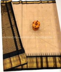 wheat and brown colour gadwal sico sarees with Kanchi Border design - GAWI0002027