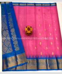 brown and pink colour gadwal sico sarees with Kanchi Border design - GAWI0002031