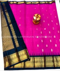 brown and magenta colour gadwal sico sarees with Kanchi Border design - GAWI0002034