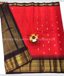 orange and brown colour gadwal sico sarees with Kanchi Border design - GAWI0002038