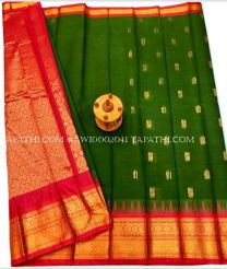 green and brown colour gadwal sico sarees with Kanchi Border design - GAWI0002041