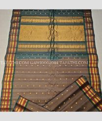Brown and Teal gadwal sico sarees with All over Buttas design - GAWI0002044