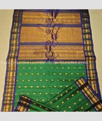 Green and Navy Blue gadwal sico sarees with All over Buttas design - GAWI0002046