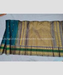 Teal and Green gadwal sico sarees with All over Buttas design - GAWI0002050