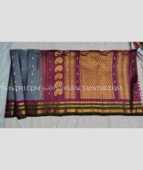 Grey and Magenta gadwal sico sarees with All over Buttas design - GAWI0002051