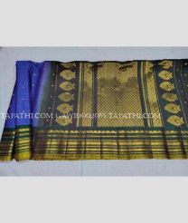 Blue and Pine Green gadwal sico sarees with All over Buttas design - GAWI0002055