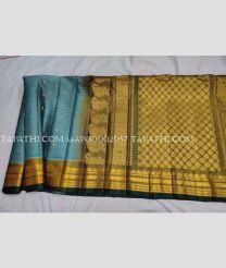 Turquoise and Pine Green gadwal sico sarees with All over Buttas design - GAWI0002057