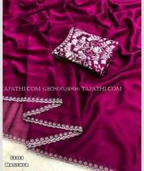 Magenta and Half White georgette sarees with All over Embroidary design - GEOS0024896
