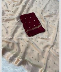 Cream and Scarlet georgette sarees with All over Buttas design - GEOS0024900