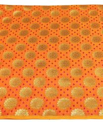 Kancheepuram yellowish gold borderless saree with contrast blouse and pallu