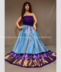 Blue and Purple ikkat lehengas with all over pochampally ikkat design - IKPL0029708