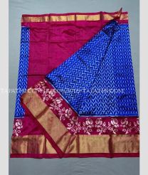 Pink and Royal Blue ikkat lehengas with all over pochampally ikkat design - IKPL0029709