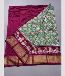 Deep Pink and Fern Green ikkat lehengas with all over pochampally ikkat design - IKPL0029711