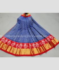 Navy Blue and Red ikkat lehengas with all over pochampally ikkat design - IKPL0029713