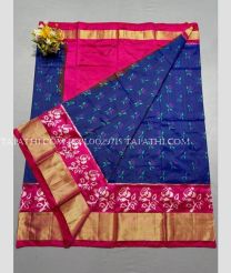 Pink and Navy Blue ikkat lehengas with all over pochampally ikkat design - IKPL0029715