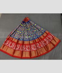 Black with Red Border color Ikkat Lehengas with contrast border and blouse design