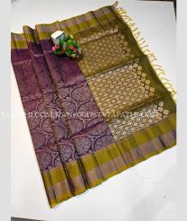 Magenta and Leafy Green kanchi pattu sarees with All over brocade design - KANP0017673