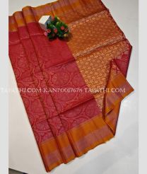 Deep Pink and Orange kanchi pattu sarees with All over brocade design - KANP0017678