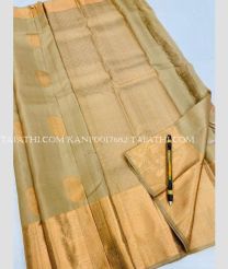 Fern Green and Golden kanchi pattu sarees with All over Buttas design - KANP0017682