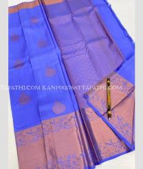 Blue and Golden kanchi pattu sarees with All over Buttas design - KANP0017683