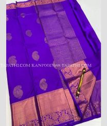 Purple Blue and Golden kanchi pattu sarees with All over Buttas design - KANP0017688