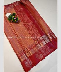 Copper and Red kanchi pattu sarees with All over Buttas design - KANP0017667