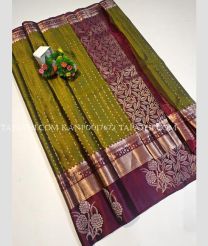 Mehendi Green and Magenta kanchi pattu sarees with All over Buttas design - KANP0017672